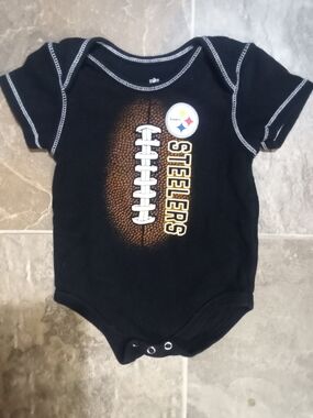 NFL Steelers Black Baby Football Onesie with Team Logo